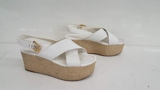 Michael Kors White Leather Platform Sandals Size 9M image number 2