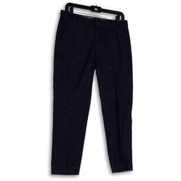 Womens Blue Flat Front Slash Pockets Straight Leg Dress Pants Size 27/4