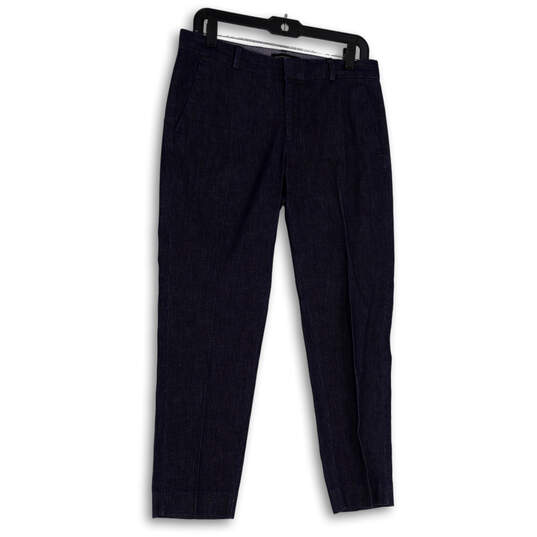 Womens Blue Flat Front Slash Pockets Straight Leg Dress Pants Size 27/4 image number 1