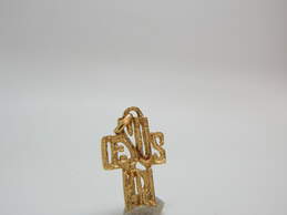 18K Gold Jesus INRI Textured Cut Out Cross Pendant 6.0g