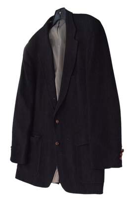 Mens Black Long Sleeve Collared Pockets Single Breasted Blazer Jacket One Size alternative image