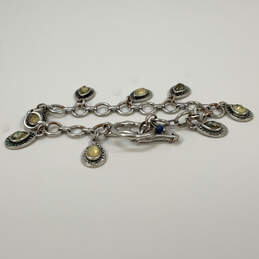 Designer Lucky Brand Silver-Tone Multicolor Drop Stone Link Chain Bracelet alternative image
