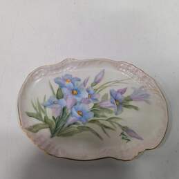 Floral Pattern Hand Painted Trinket Dish Plate