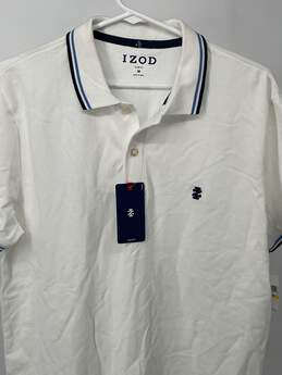 Mens White Blue Striped Short Sleeve Slim Fit Polo Shirt Size M T-0528898-A alternative image