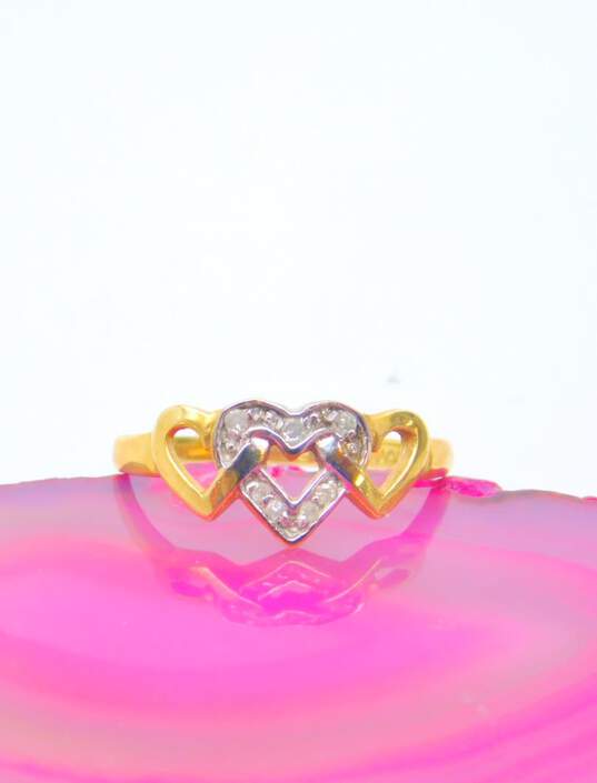 10k Yellow Gold Diamond Accent Open Heart Ring 1.3g image number 3