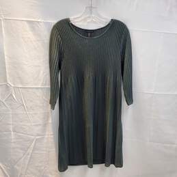 Eileen Fisher Dark Green Wool Long Sleeve Dress Petite Size PM