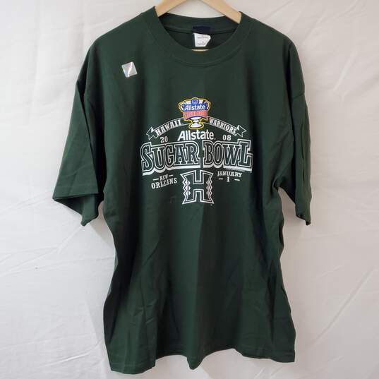 NCAA Sugar Bowl Hawaii Warriors New Orleans Green T-Shirt Men's XL image number 1