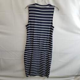 Ann Taylor Women's Navy Striped Rayon Midi Dress Size M alternative image