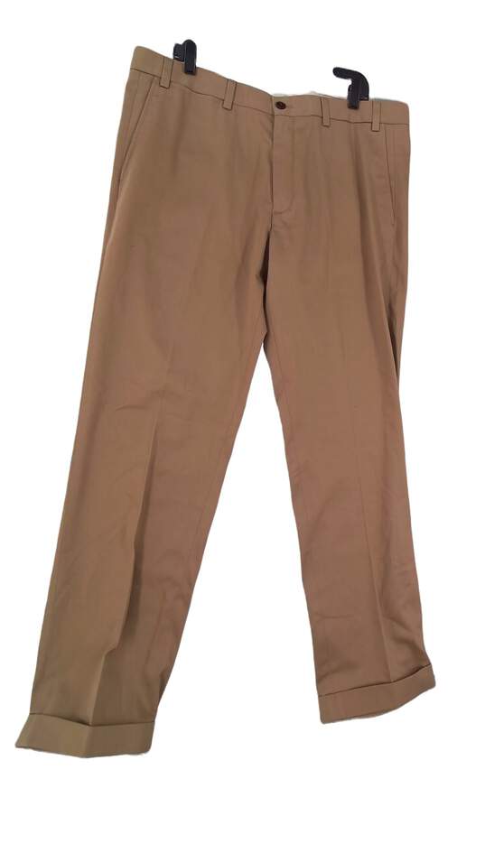 NWT Mens Khaki Straight Leg Flat Front Dress Pants Size 38 X 34 image number 1