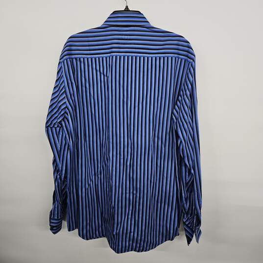 Blue Striped Classic Fit Button Up Collared Shirt image number 2
