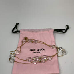 Designer Kate Spade Gold-Tone Rhinestone Clear Beaded Necklace w/ Dust Bag