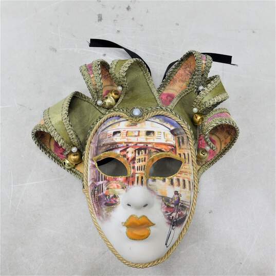 Venezia Maschere Venetian Carnival Jester Mask Hand Painted In Italy image number 1