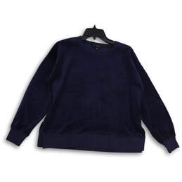 Womens Blue Long Sleeve Crew Neck Stretch Pullover Sweatshirt Size XS