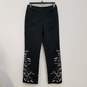 Womens Black Embroidered Pockets Flat Front Straight Leg Trouser Pants Sz 2 image number 1