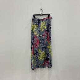 Womens Gray Floral Flat Front Knee Length Side Zip A-Line Skirt Size 12