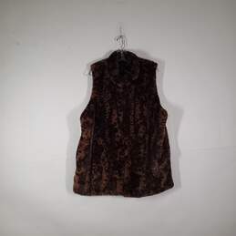 NWT Womens Cheetah Print Mock Neck Mid-Length Sleeveless Vest Size 2X