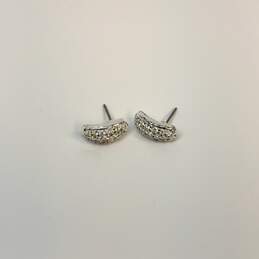 Designer Swarovski Silver-Tone Half Hoop Swan Pave Clear Crystal Stud Earrings alternative image