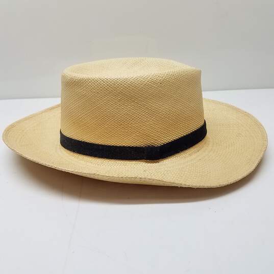 L.L Bean Black Band Beige Straw Hat Size M image number 1