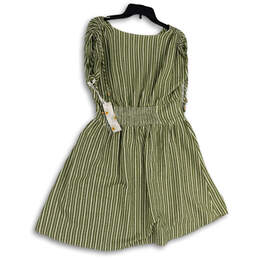 NWT Womens Green Striped V-Neck Knee Length Fit & Flare Dress Size Large alternative image