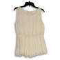 NWT Womens White Pleated Round Neck Sleeveless Pullover Tank Top Size 6 image number 2