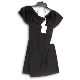 NWT Womens Black Regular Fit Round Neck Back Zip Mini Dress Size Small