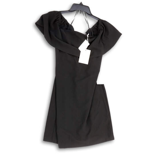 NWT Womens Black Regular Fit Round Neck Back Zip Mini Dress Size Small image number 1