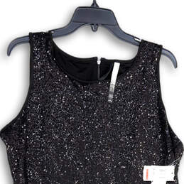 NWT Womens Black Sequin Sleeveless Back Zip Peplum Sheath Dress Size XL