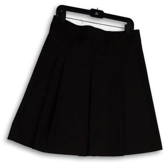 Womens Black Pleated Front Back Zip Stretch Pull-On A-Line Skirt Size 8 image number 1