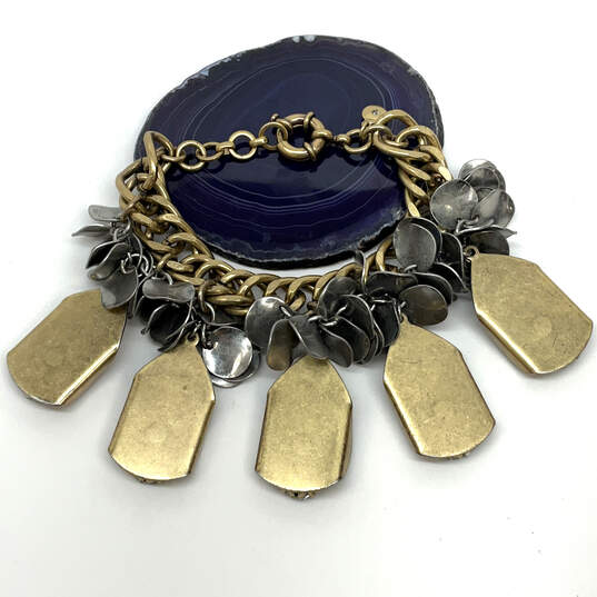 Designer J. Crew Gold-Tone Crystal Cut Water Drop Stone Curb Chain Bracelet image number 2