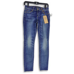 NWT Womens Blue Denim Medium Wash 5 Pocket Design Skinny Jeans Size 00/24