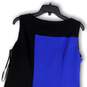 Womens Blue Black Sleeveless Round Neck Stretch Shift Dress Size 10 image number 4