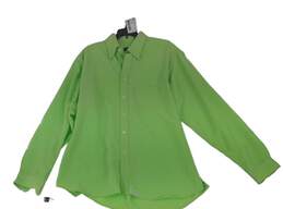 Ted Baker Mens Green Long Sleeve Front Pocket Spread Collared Dress Shirt Size Large