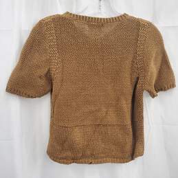 Vintage Oscar de la Renta Women's Knit Brown Button Up Short Sleeve Top Size 2 alternative image