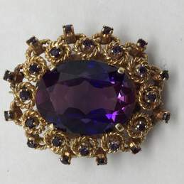 Elly 14K Gold Purple Sapphire Brooch Pendant 16.5g