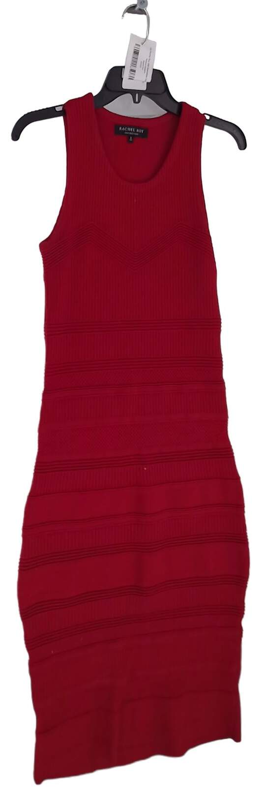 Womens Red Sleeveless Scoop Neck Pullover Bodycon Dress Size Small image number 4