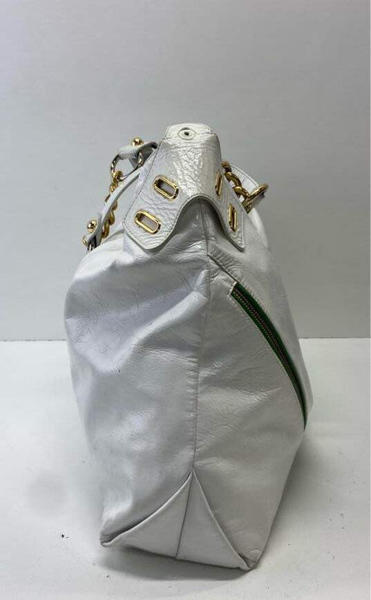 Goldenbleu White Patent Leather Shoulder Tote Bag image number 4