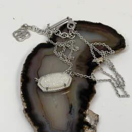 Designer Kendra Scott Elaina Silver-Tone Drusy Quartz Pendant Necklace