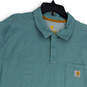Mens Blue Short Sleeve Spread Collar Button Front Polo Shirt Size XL image number 3