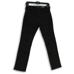 NWT Hollister Mens Black Denim Distressed Slim Fit Straight Jeans Size 26/30