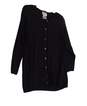 Womens Black Long Sleeve Crew Neck Knitted Cardigan Sweater Size Large image number 3