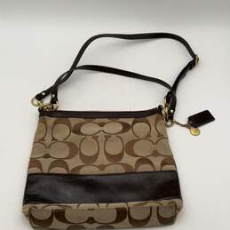 Coach Womens Brown Signature Print Adjustable Strap Zipper Crossbody Bag Purse alternative image