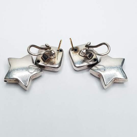 Sterling/18K Electroform Start Diamond Shape Omega Back Post Earrings 9.6g image number 3