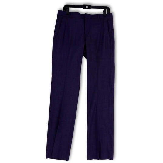 Womens Blue Flat Front Slash Pocket Straight Leg Dress Pants Size 6L image number 1