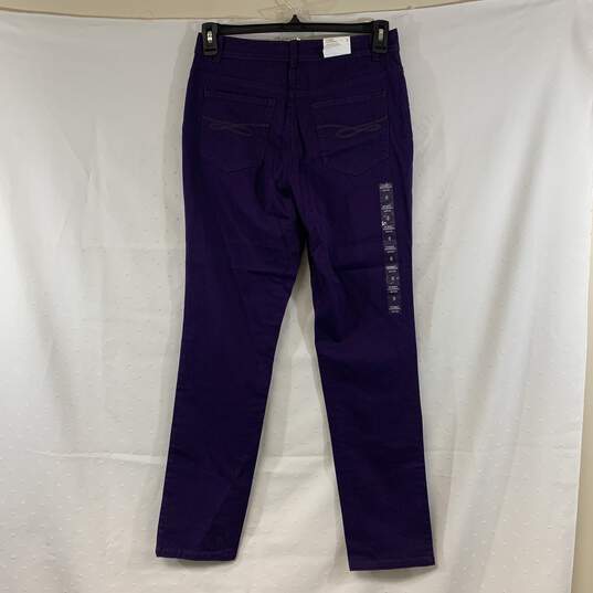 Women's Purple Style & Co. Hi-Rise Tummy Control Slim Leg Jeans, Sz. 8 image number 2