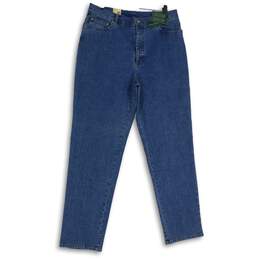 NWT Lauren Jeans Co. Womens Blue Denim Stretch Classic Fit Straight Jeans Sz 14