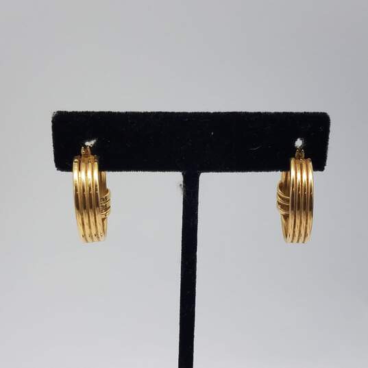 14k Gold Tubular Hoop Earrings 3.6g image number 3