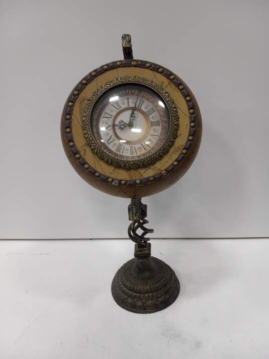 Vintage Imax Metal Pedestal Table Clock Globe Atlas image number 1