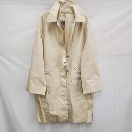 NWT UNI-QLO WM;s Hooded 100% Cotton Snap Button Beige Rain Coat Size M