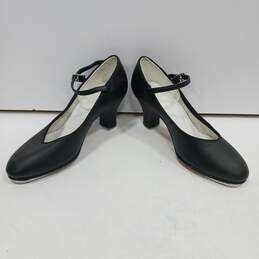 Women's Black Leather Tap Dance Shoes Size 5 alternative image