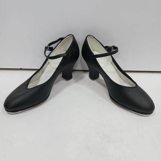 Women's Black Leather Tap Dance Shoes Size 5 image number 2